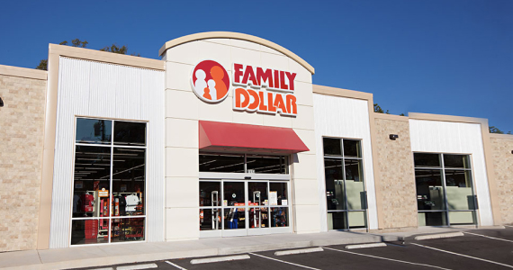 This photo shows an image of an inline Family Dollar storefront.