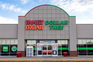 This photo shows a Dollar Tree and Family Dollar Combo storefront.